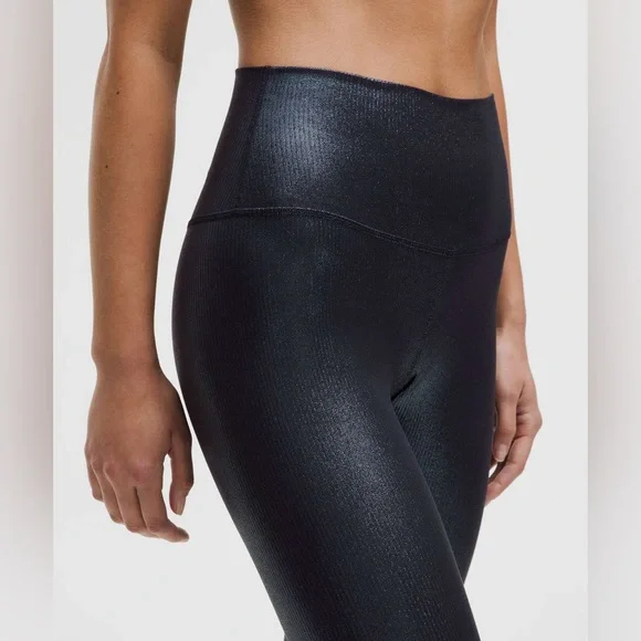 Lululemon•Align HR Ribbed Legging 25" Shine•Radiate Foil Black Night•LIKE NEW•6 - Picture 4 of 8